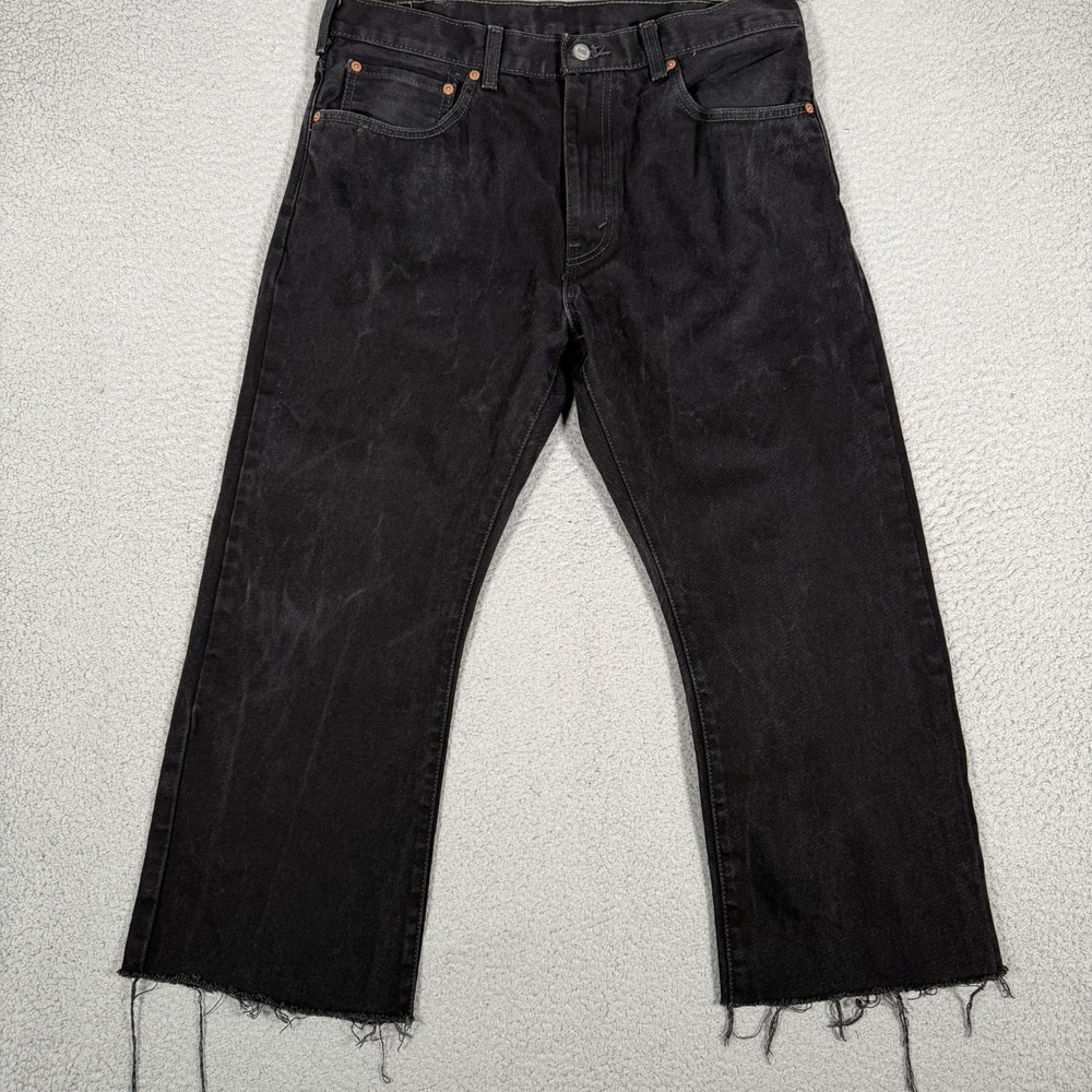 Levis Jeans Mens 34x29 Black 517 Bootcut Denim Cowboy Rodeo Workwear Distressed